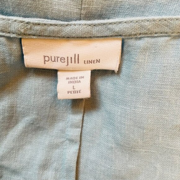 J. Jill Pure Jill Kantha-Stitched Linen Dress In Fresh Air Multi Petite Large - Picture 6 of 8